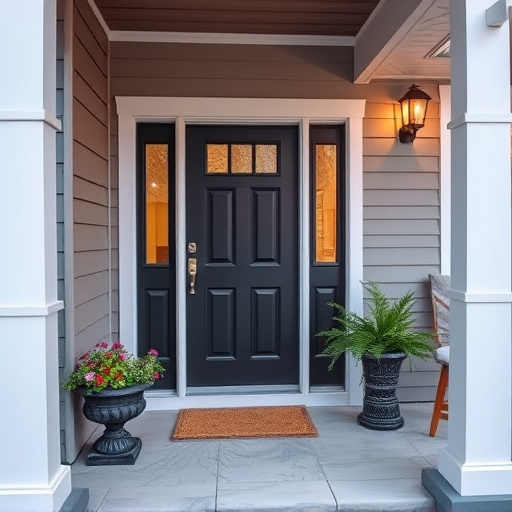 smart video doorbell on suburban porch