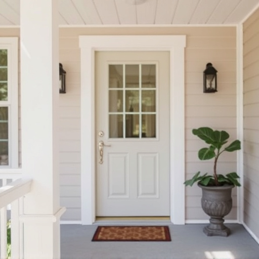 smart video doorbell on suburban porch