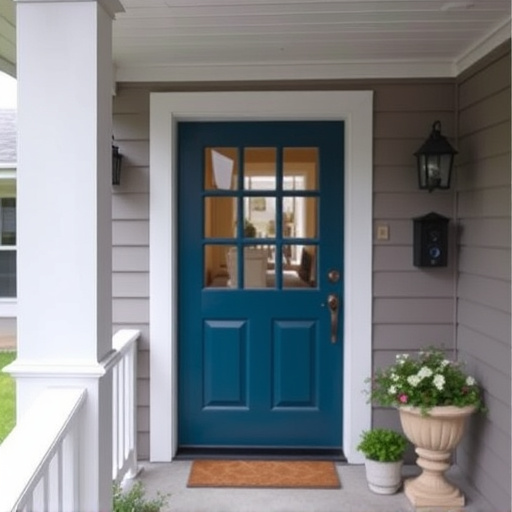 smart video doorbell on suburban porch