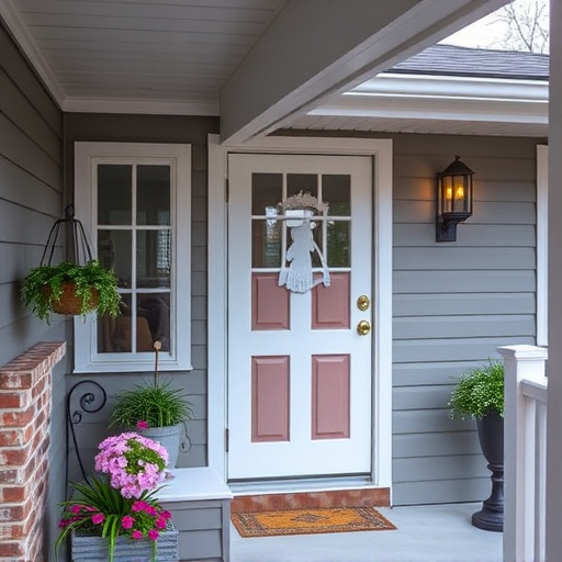 smart video doorbell on suburban porch