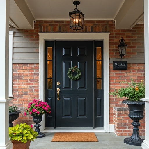 smart video doorbell on suburban porch