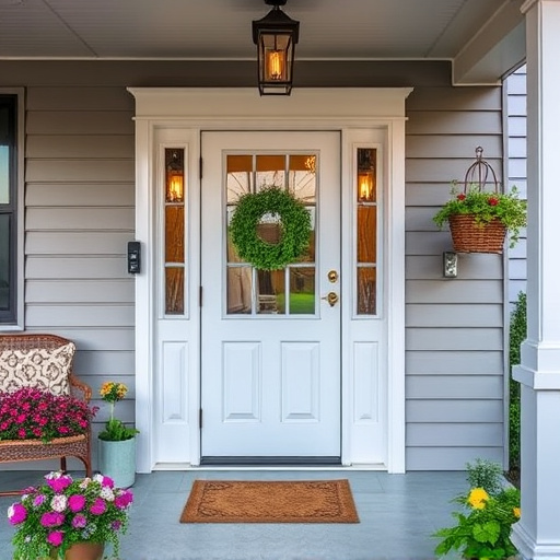 smart video doorbell on suburban porch