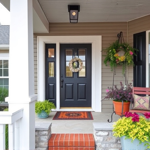 smart video doorbell on suburban porch