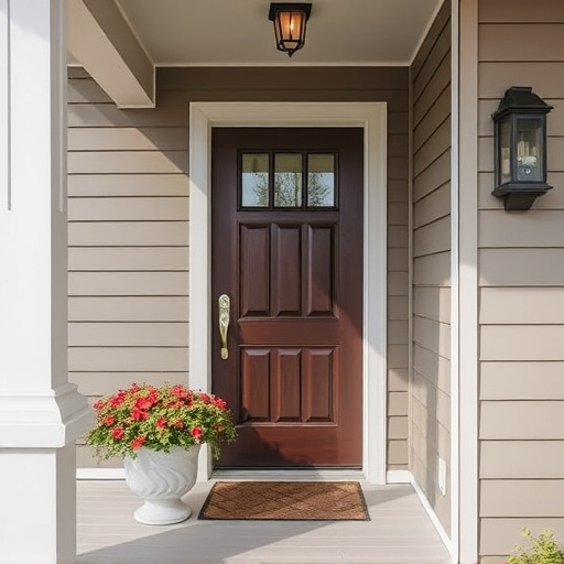 smart video doorbell on suburban porch