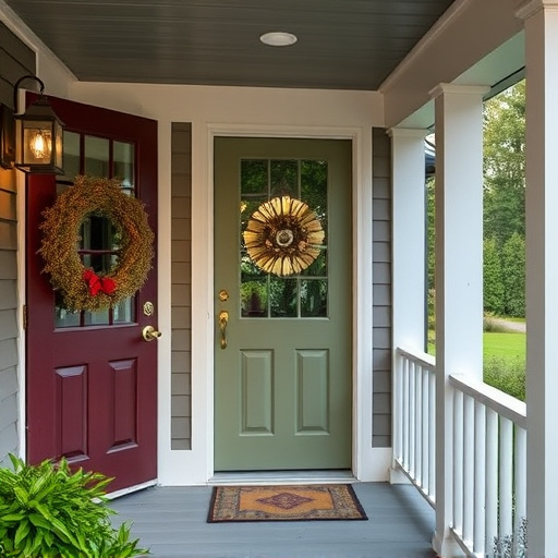 smart video doorbell on suburban porch
