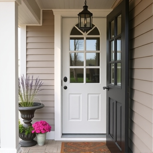 smart video doorbell on suburban porch