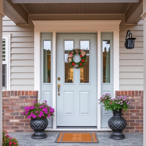 smart video doorbell on suburban porch