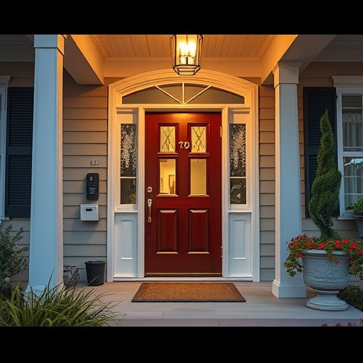 smart video doorbell on suburban porch