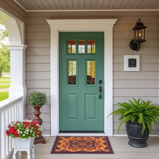 smart video doorbell on suburban porch