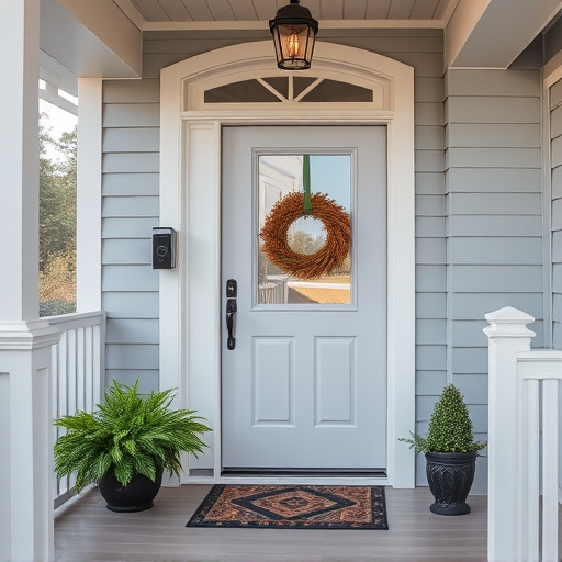 smart video doorbell on suburban porch