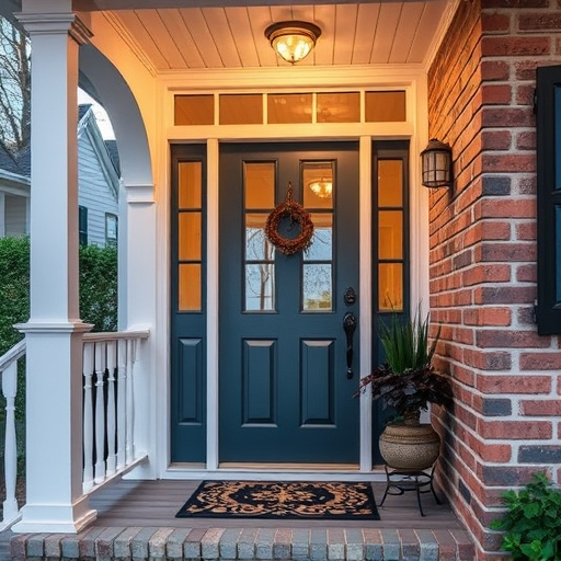 smart video doorbell on suburban porch