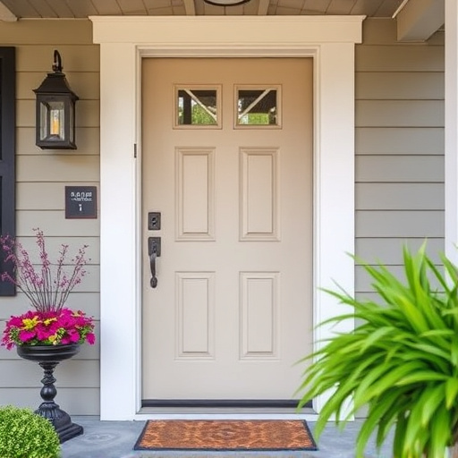 smart video doorbell on suburban porch