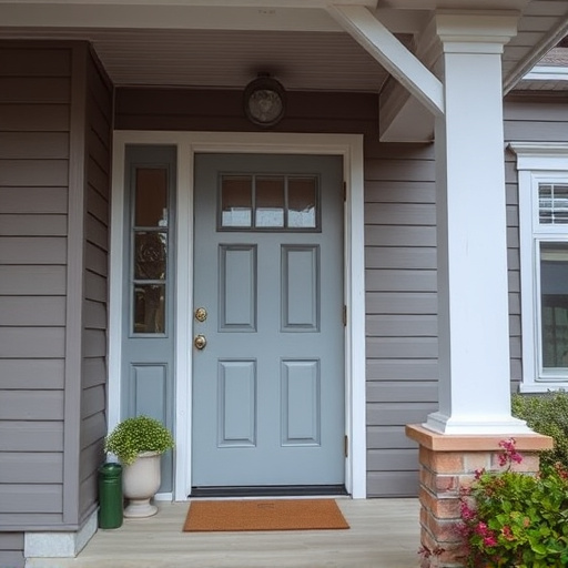 smart video doorbell on suburban porch