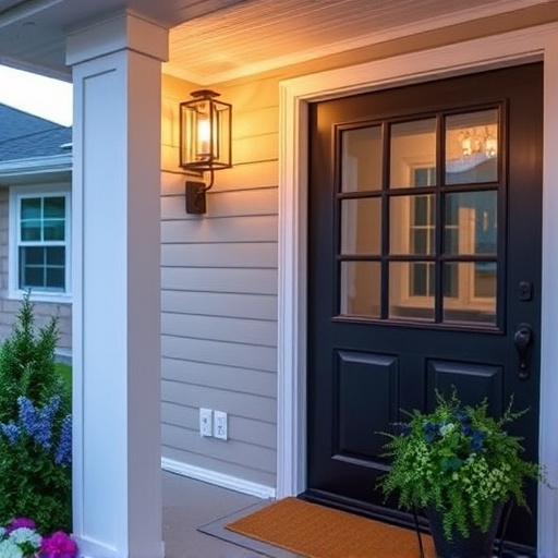 smart video doorbell on suburban porch