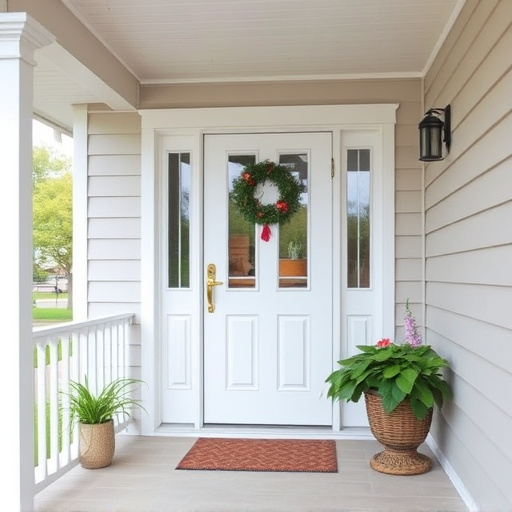 smart video doorbell on suburban porch