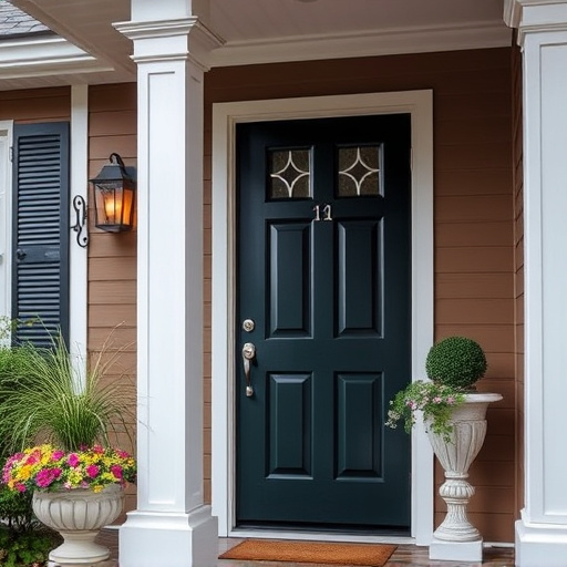 smart video doorbell on suburban porch