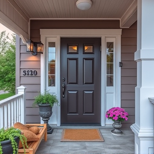 smart video doorbell on suburban porch