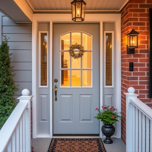 smart video doorbell on suburban porch