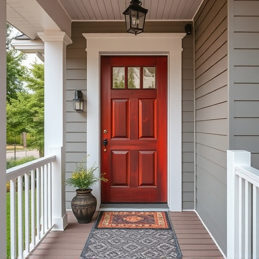 smart video doorbell on suburban porch