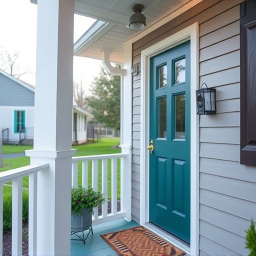 smart video doorbell on suburban porch
