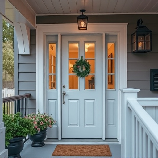 smart video doorbell on suburban porch