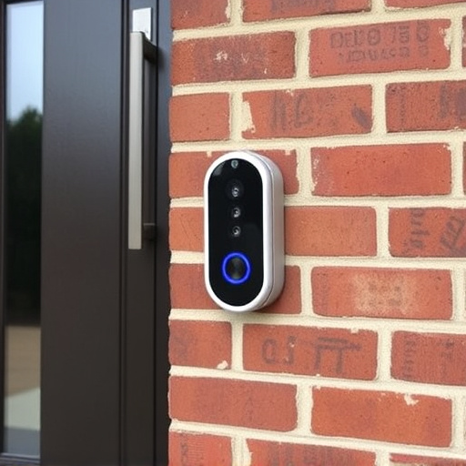 wireless doorbell with camera on brick home