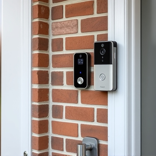 wireless doorbell with camera on brick home