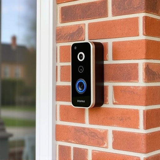 wireless doorbell with camera on brick home