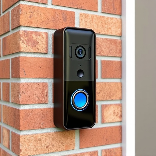 wireless doorbell with camera on brick home