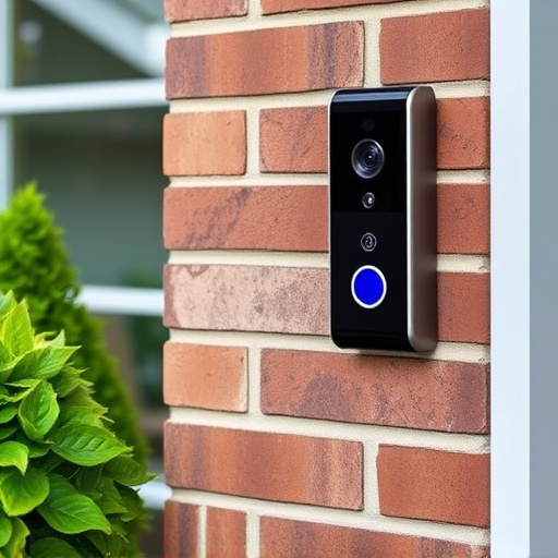 wireless doorbell with camera on brick home