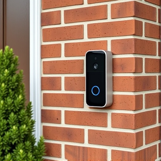 wireless doorbell with camera on brick home