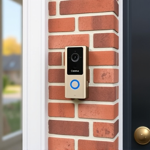 wireless doorbell with camera on brick home