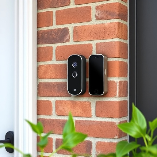 wireless doorbell with camera on brick home