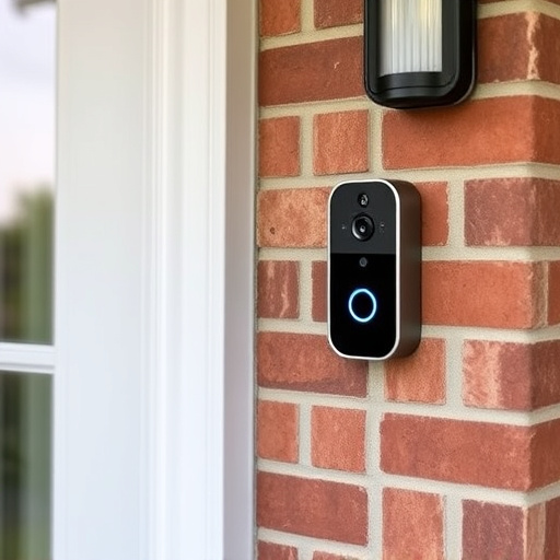 wireless doorbell with camera on brick home