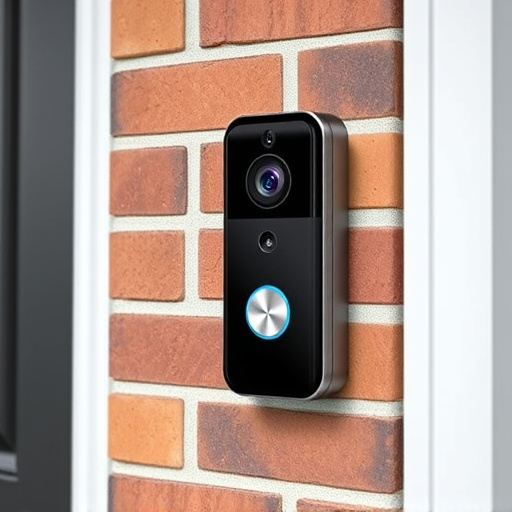 wireless doorbell with camera on brick home