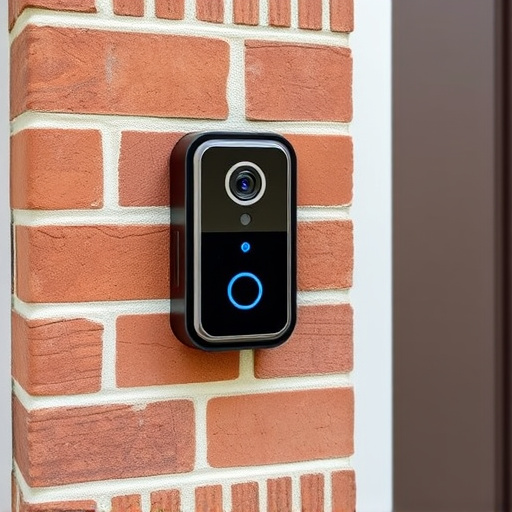 wireless doorbell with camera on brick home