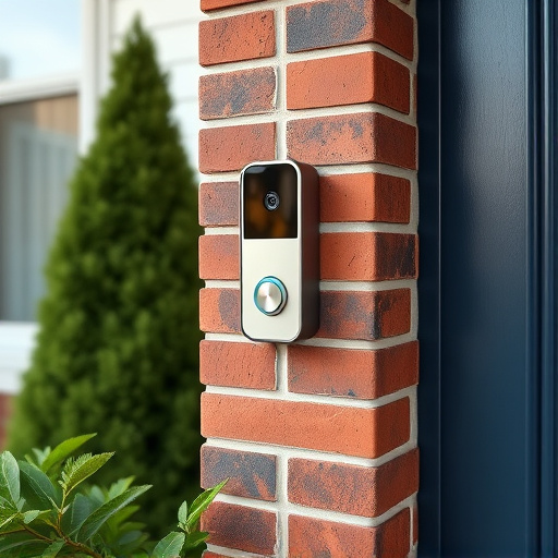 wireless doorbell with camera on brick home