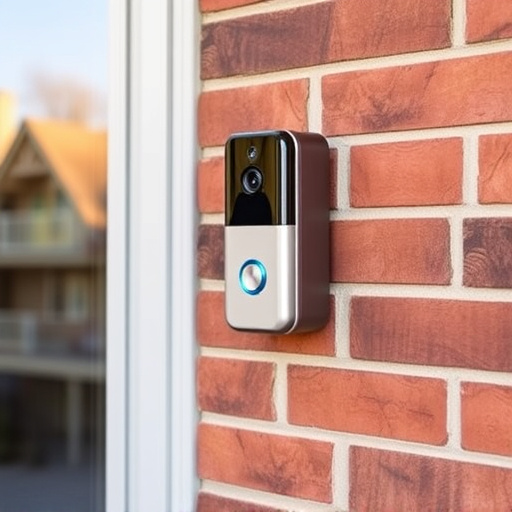 wireless doorbell with camera on brick home
