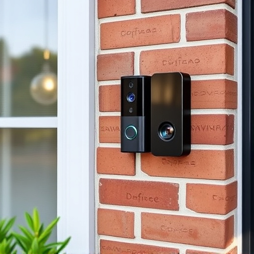 wireless doorbell with camera on brick home