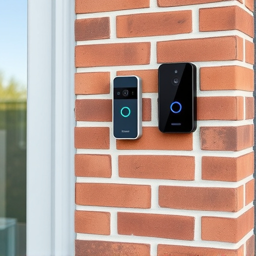 wireless doorbell with camera on brick home