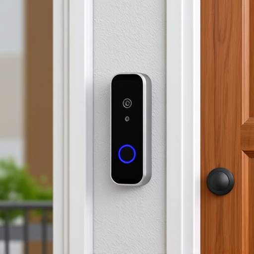 compact wireless doorbell at urban entry