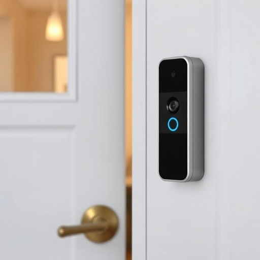 compact wireless doorbell at urban entry