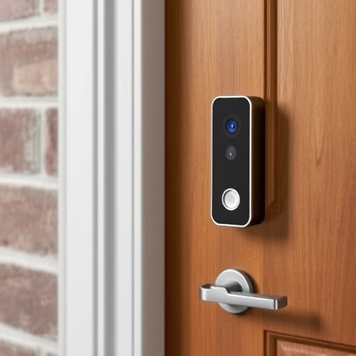 compact wireless doorbell at urban entry