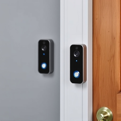 compact wireless doorbell at urban entry