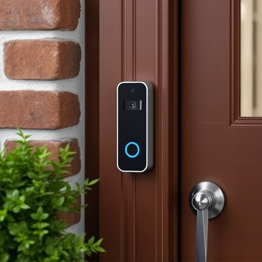 compact wireless doorbell at urban entry