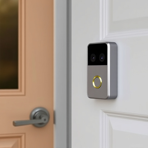 compact wireless doorbell at urban entry