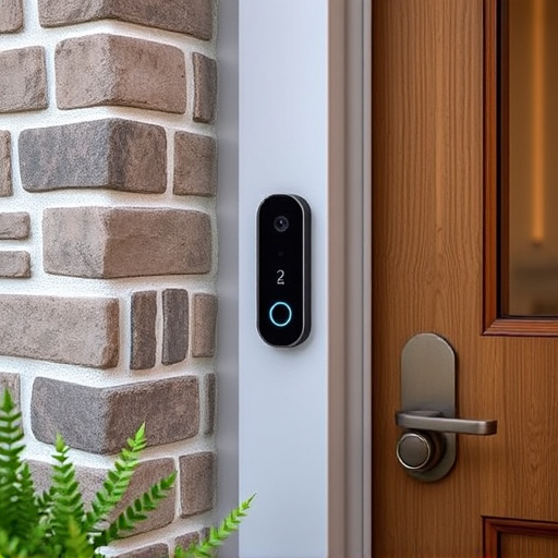 compact wireless doorbell at urban entry
