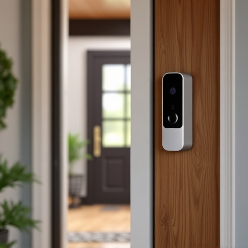 compact wireless doorbell at urban entry