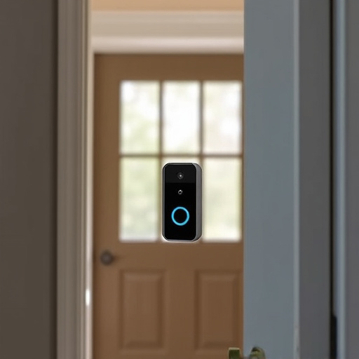 compact wireless doorbell at urban entry