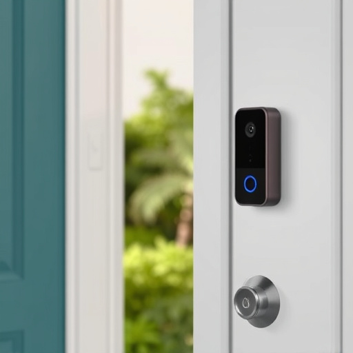 compact wireless doorbell at urban entry
